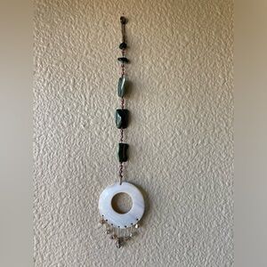 Bohemian Style Sun-catcher with White Shell and Green Stones
